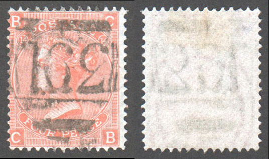 Great Britain Scott 43 Used Plate 14 - CB (P) - Click Image to Close